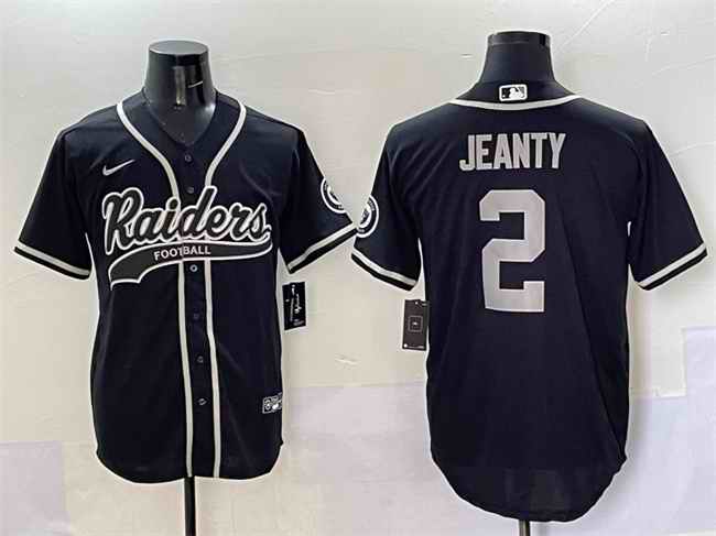 Men's Las Vegas Raiders #2 Ashton Jeanty Black Cool Base Stitched Baseball Jersey